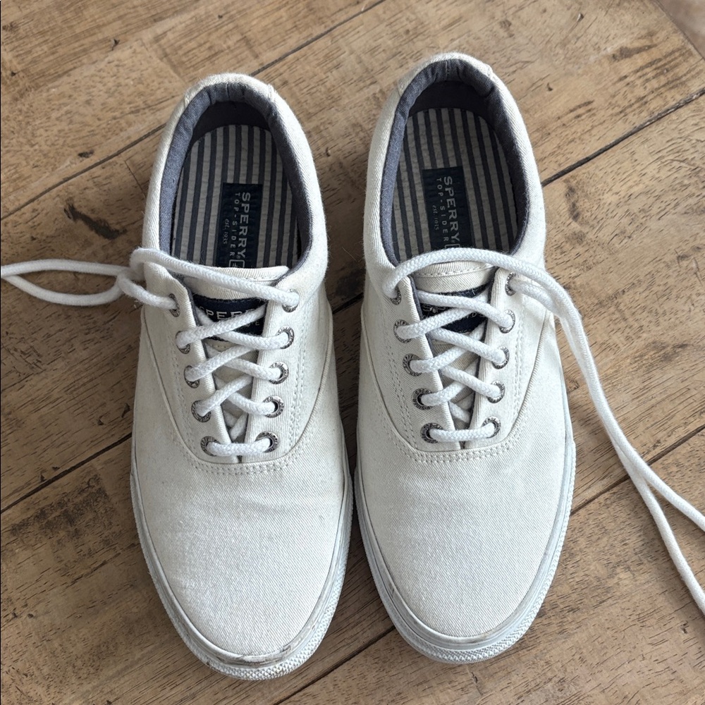 Sperry Off-White Canvas Lace-Up Shoes